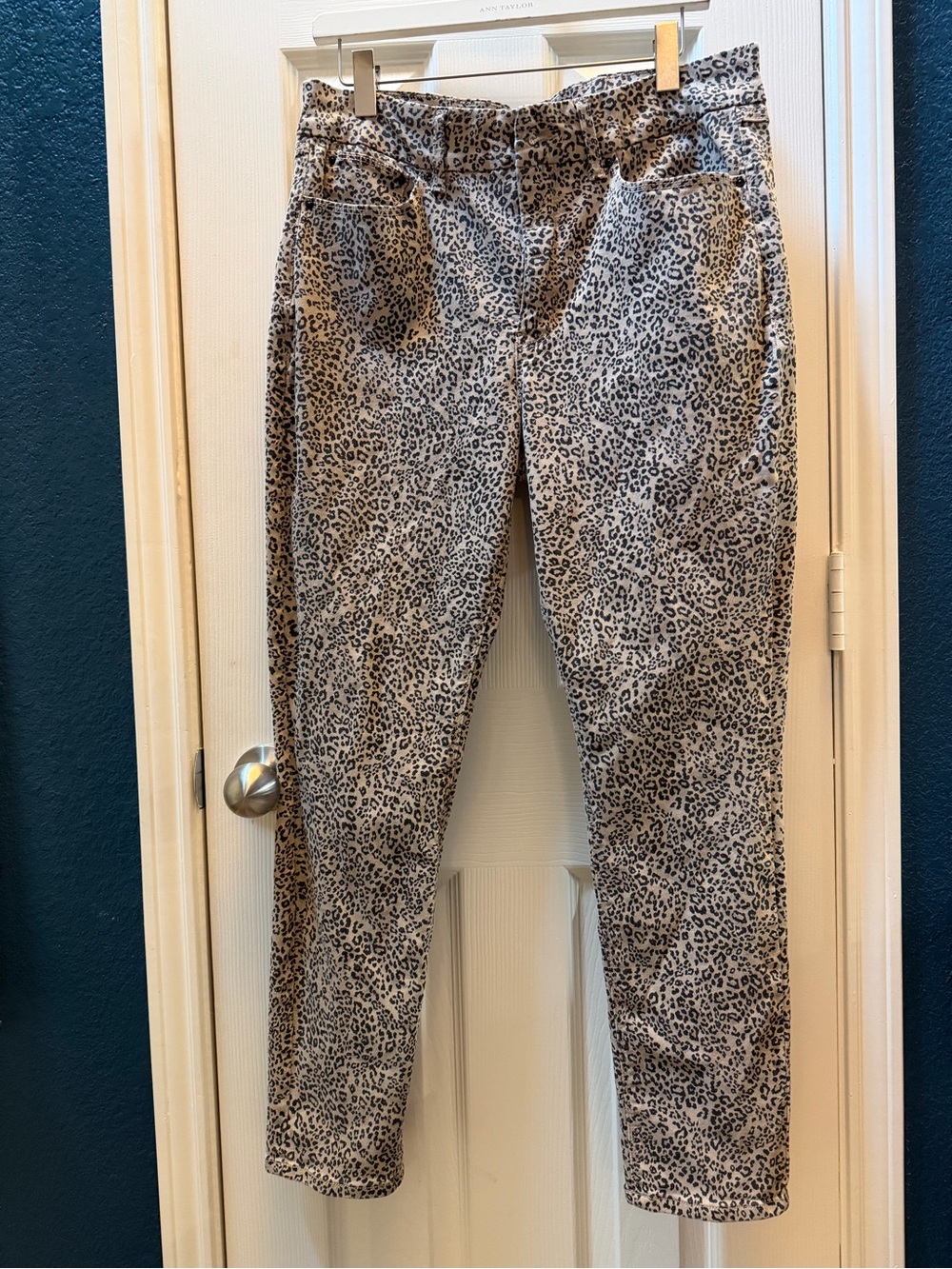 Seven7 Leopard Print Cropped Jeans - Black and Beige